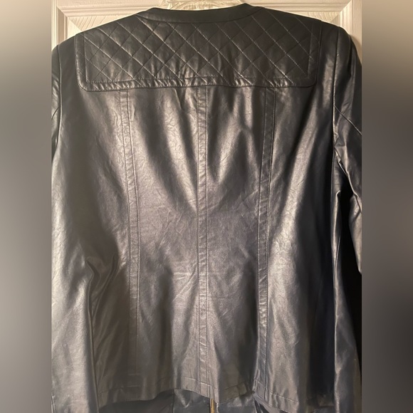 jones new york womens jacket faux leather navy size 1X - Picture 10 of 10
